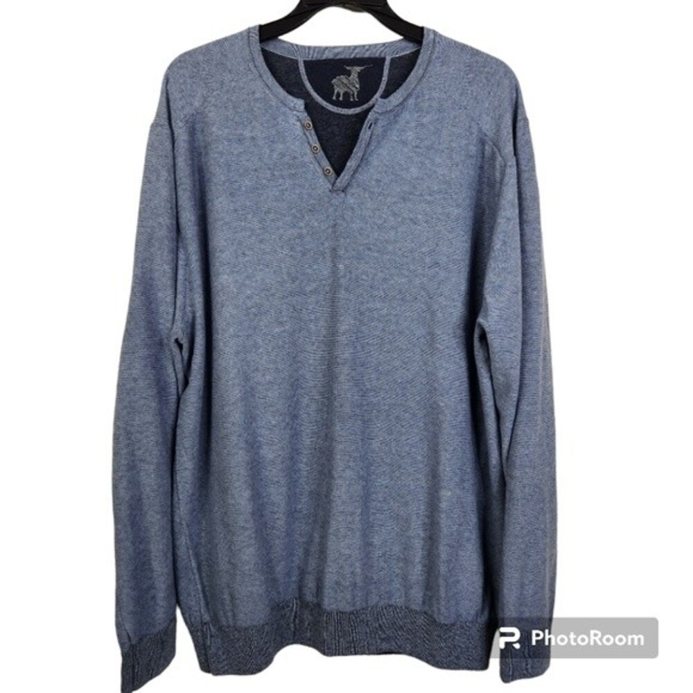 Raffi Mens 2-in-1 Reversible Long Sleeve Henley Shirt Size Large